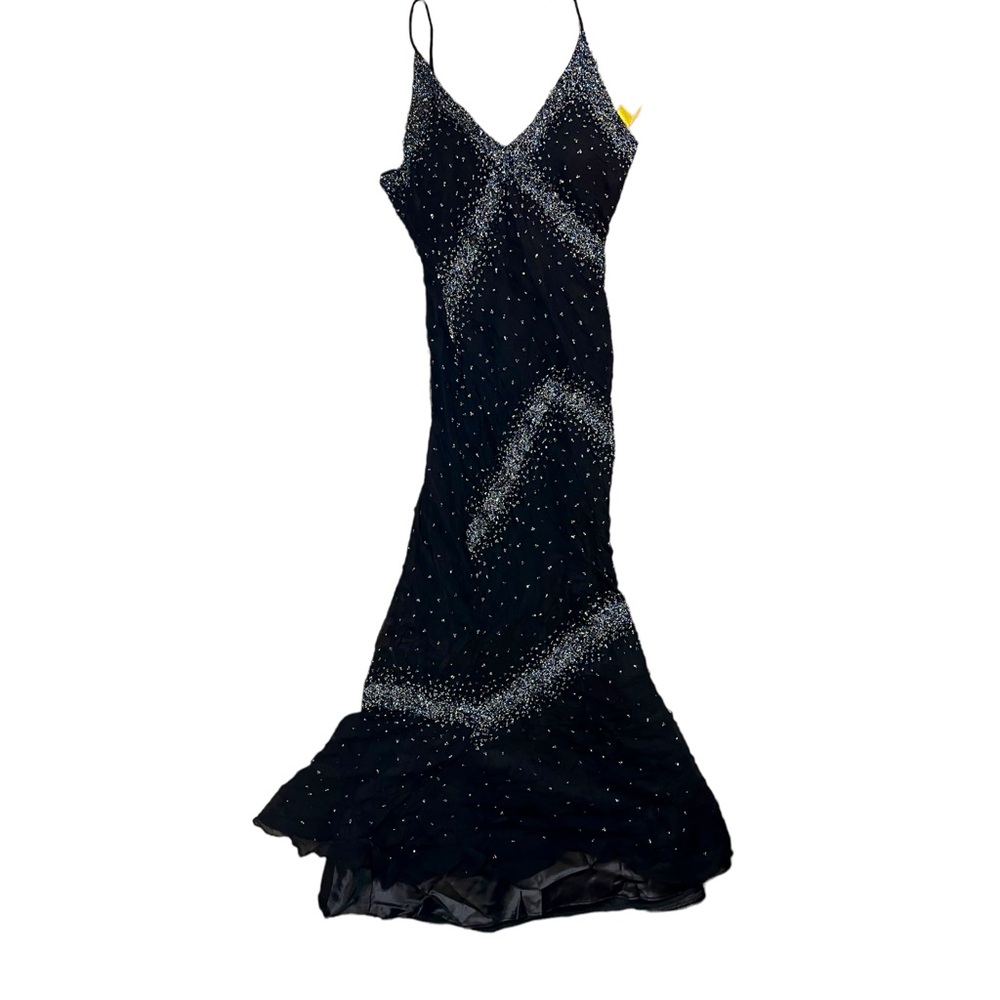 NWT Black Holographic Beaded Evening Gown